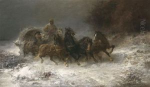 Walachischer Sechsspanner An Verschneitem Waldesrand Walachischer Sechsspanner An Verschneitem Waldesrand