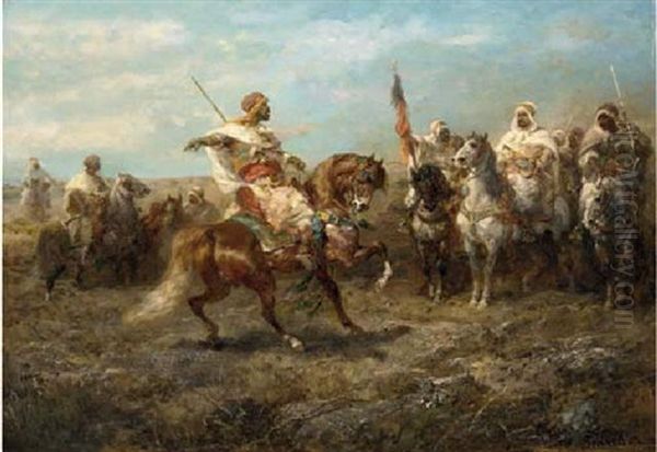 Arabian Chief With Warriors On Horseback - view 1