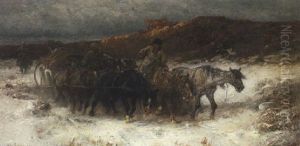 Wallachische Bauern Mit Einem Pferdefuhrwerk by Adolf Schreyer