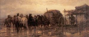 Wallachian Horsemen In Winter by Adolf Schreyer