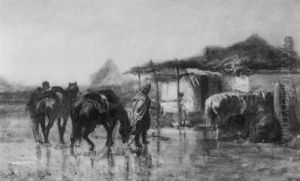 Station In Der Puszta by Adolf Schreyer