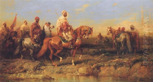 Arab Horsemen Before A Middle Eastern City - view 1