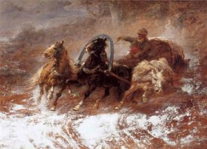 Horse-drawn Sleigh In A Winter Landscape