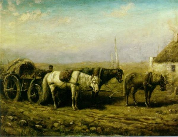 A Horsedrawn Cart With A Boy On A Road In A Rural Landscape - view 1