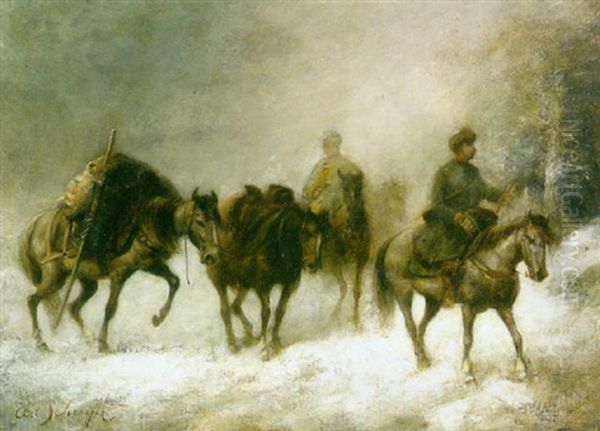 A Wallachian Caravan In A Winter Storm - view 1