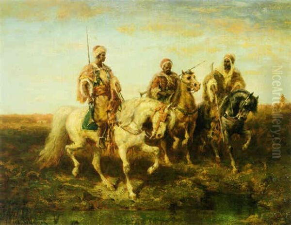 Three Arab Scouts On Horseback - view 1
