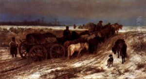 Pferdefuhrwerk Im Winter by Adolf Schreyer