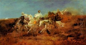 Galoppierende Araber by Adolf Schreyer