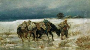Ermattet; Pferde Im Winter