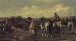 Arab Horsemen At An Encampment by Adolf Schreyer