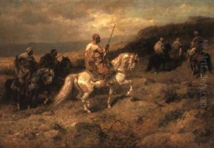 Arab Horsemen In A Rocky Landscape