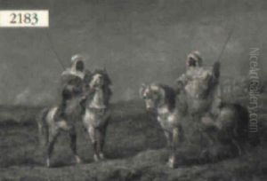 Two Arabian Soldiers On White Horses Two Arabian Soldiers On White Horses