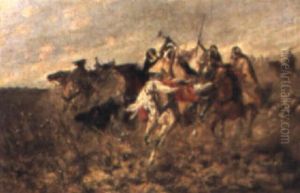 Orientalische Reitergruppe Mit Entfuhrter Sch"nheit Orientalische Reitergruppe Mit Entfuhrter Sch"nheit