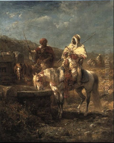 Arab Horsemen At A Well - view 1