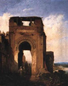 Bedouins By A Gate by Adolf Schreyer