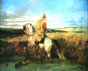 Lone Arab On Horseback by Adolf Schreyer