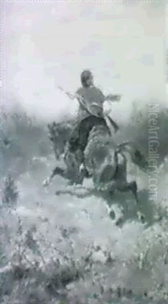 Gallopierender Reiter In Sommerlicher Landschaft - view 1