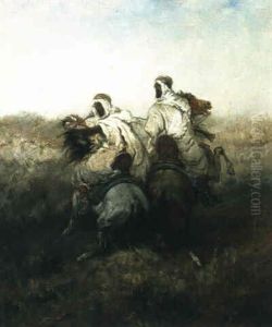 Zwei Arabische Reiter Auf Der Flucht