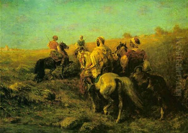 Arabian Horsemen Near A Watering Place - view 1
