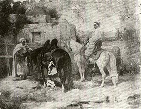 Arabs Resting With Their Horses - view 1