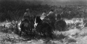 Cossacks On Horseback In A Snowy Landscape