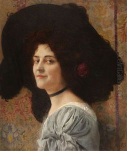 Portrat Einer Jungen Frau Mit Einer Rose Im Haar
