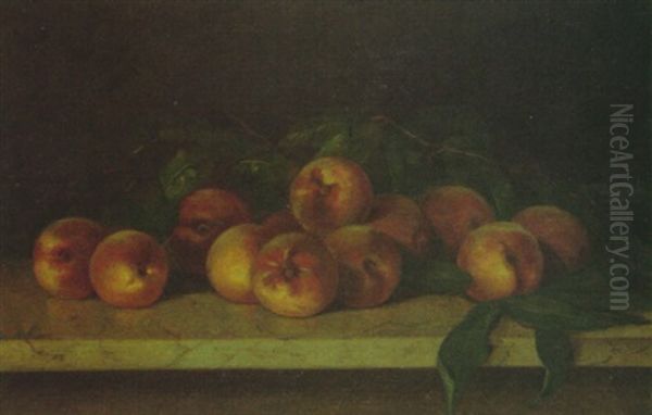 Still Life Of Peaches On A Marble Ledge - view 1
