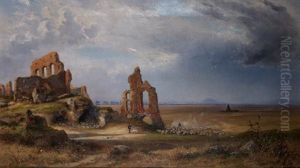 Vue Des Ruines D'un Aqueduc Dans La Campagne Romaine