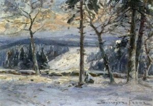 Sonniger Winternachmittag Mit Blick Uber Ein Bewaldetes Tal by Franz Schreyer