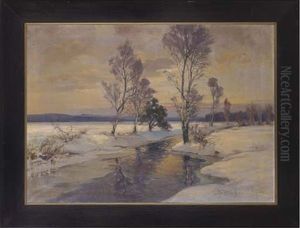 Winter Sunset, Moorbruch, Germany by Franz Schreyer