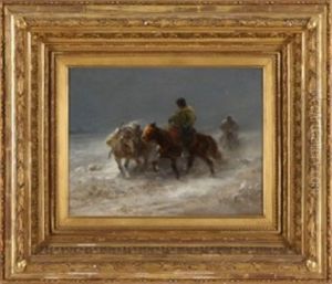 Walachenreiter Mit Packpferd Im Schnee Walachenreiter Mit Packpferd Im Schnee