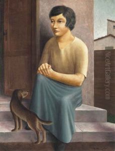 Madchen Mit Hund by Georg Schrimpf