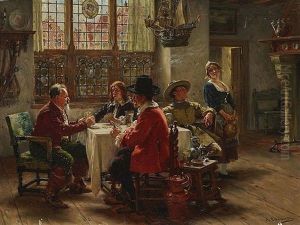 Men Playing Cards by Albert Friedrich Schroeder