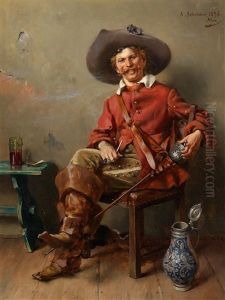 Trinkender Dragoner by Albert Friedrich Schroeder