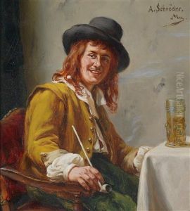 Kavalier Bei Einem Glas Bier by Albert Friedrich Schroeder
