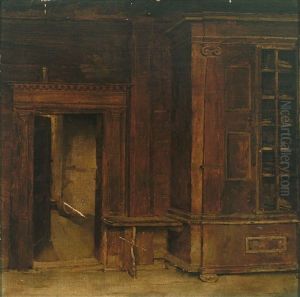 Blick In Einen Spatgotischen Raum Mit Aktenschrank, Geoffneter Ture Und Durchblick