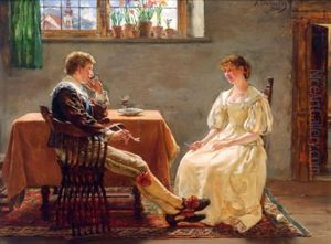 Nachmittagsplausch In Der Stube by Albert Friedrich Schroeder