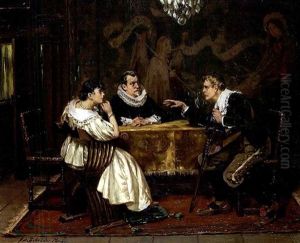 Hollandisches Interieur Mit Gesellschaft In Historischen Kostumen