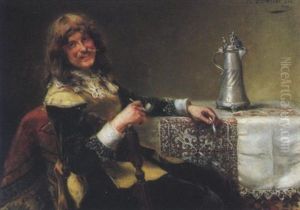 Musketier Mit Pfeife Und Zinnhumpen