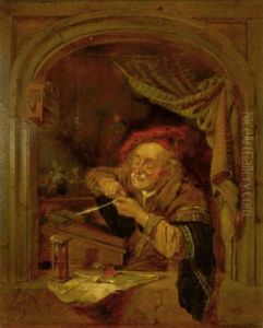 Der Alte Schulmeister Spitzt Seinen Federkiel by Albert Friedrich Schroeder