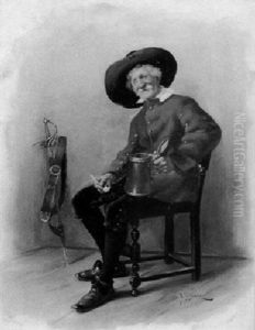 Alter Landsknecht Im Dorfkrug by Albert Friedrich Schroeder