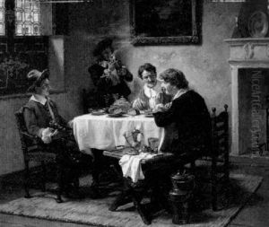 Frohliche Herrenrunde by Albert Friedrich Schroeder
