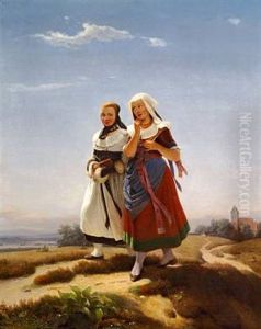 Die Kirchengangerinnen by Carl Schroeder