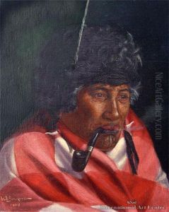 Maori Woman With Pipe And Moko