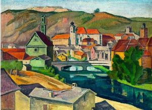 Blick Auf Eichstatt Mit Der Kirche St. Walburg, Im Vordergrund Die Altmuhl by Heinrich Schroeder