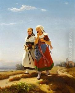 Die Kirchengangerinnen by Julius Carl Hermann Schroder