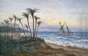Afrikanische Kustenlandschaft Mit Zweimastsegler