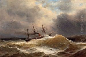 Dampfsegler Im Sturm by Max Schroeder-Greifswald the Younger