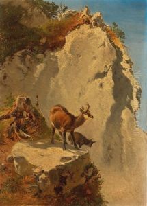Two Chamois In The High Mountains