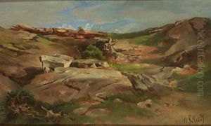 Landschaftsstudie Im Sonnigen Licht by Anton Schroedl